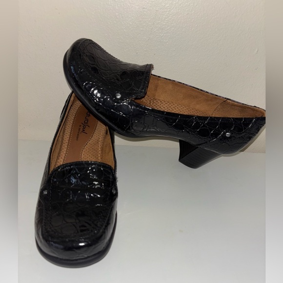 Naturalizer Black Leather Loafers with Square Toe - Picture 6 of 10
